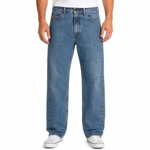 Levi's‎ 505 Regular Fit Jeans Mens 36x34 Blue Medium Wash Straight Leg Stretch